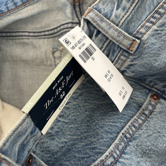 Abercrombie & Fitch Curve Love Mid Rise The A&F Jort Shorts Raw Hem Women’s 32 - Picture 13 of 16